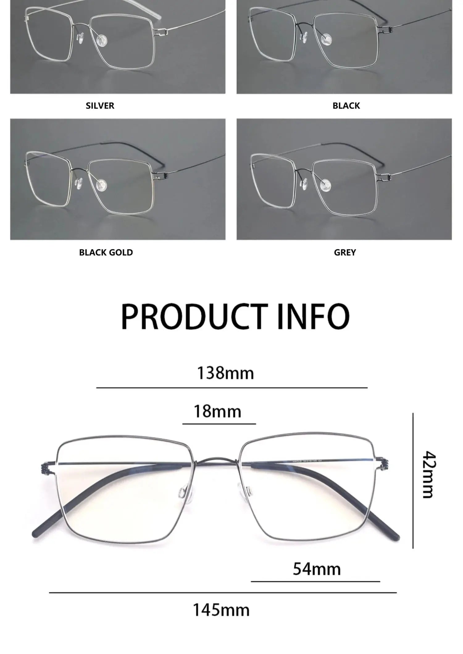 Bobbie Full Rim 185442 Unisex Square Screwless Titanium Frames — view 2 | Bobbie at FuzWeb