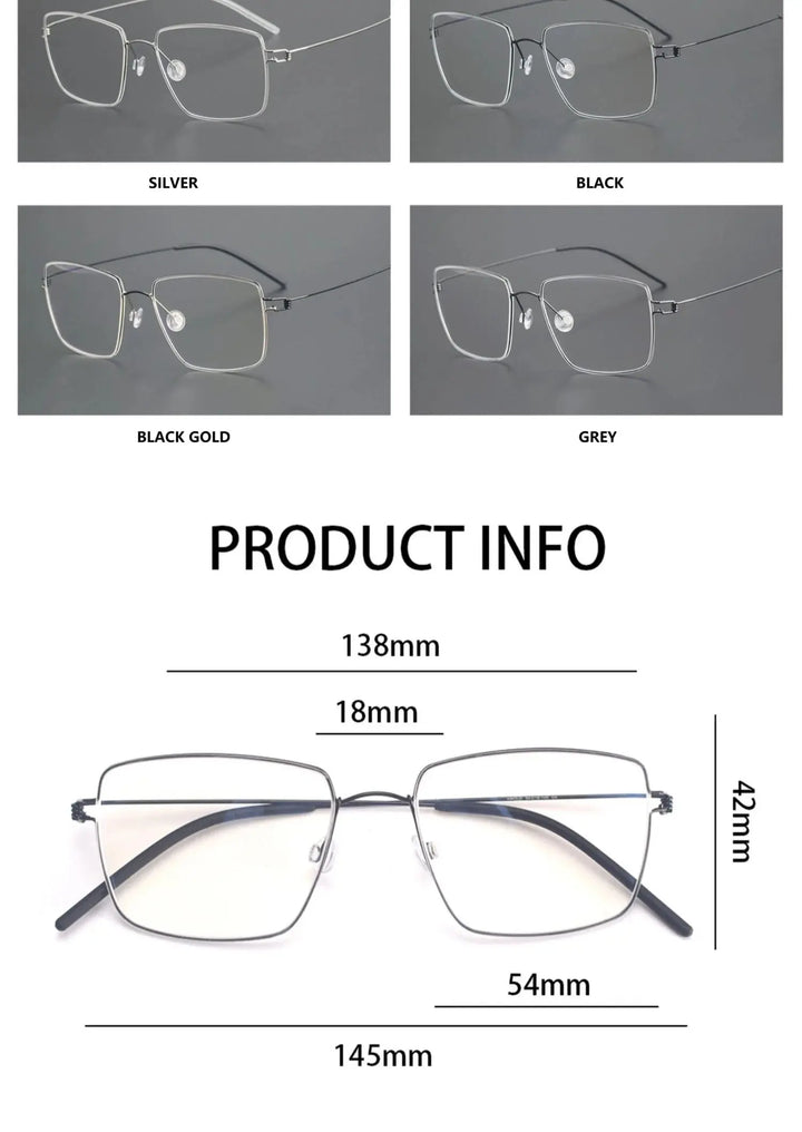 Bobbie Full Rim 185442 Unisex Square Screwless Titanium Frames — view 2 | Bobbie at FuzWeb