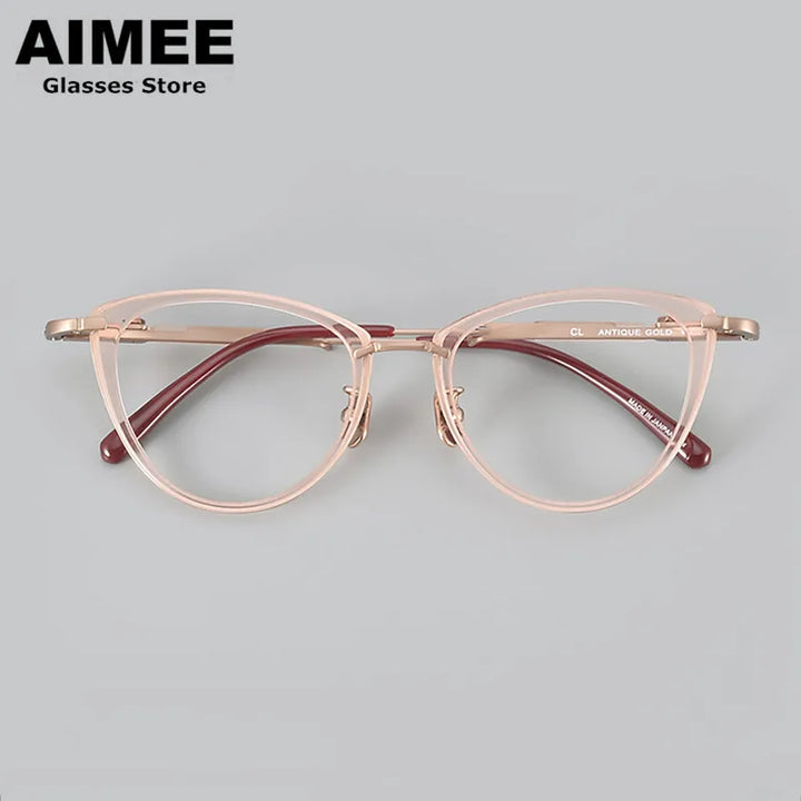 Aimee Women's Full Rim Cat Eye Titanium Acetate Eyeglasses 49142