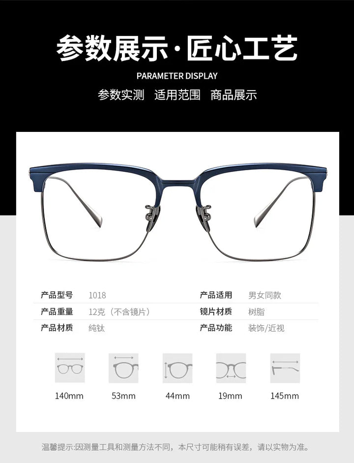 Zirosat Men's Full Rim Square Titanium Acetate Eyeglasses 190531