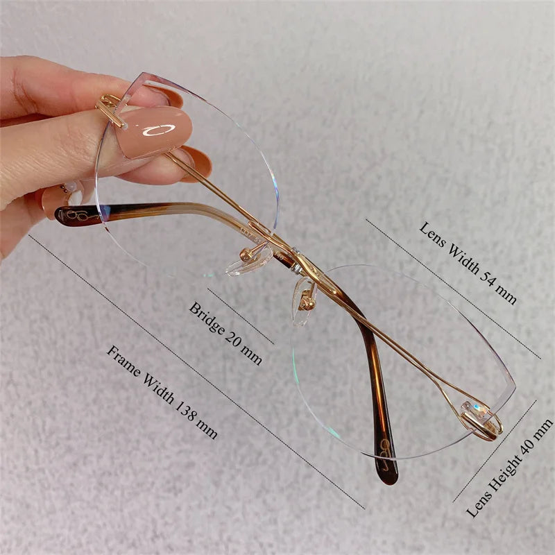 Chashma Ochki Women's Rimless Cat Eye Titanium Eyeglasses 1337 Rimless Chashma Ochki   