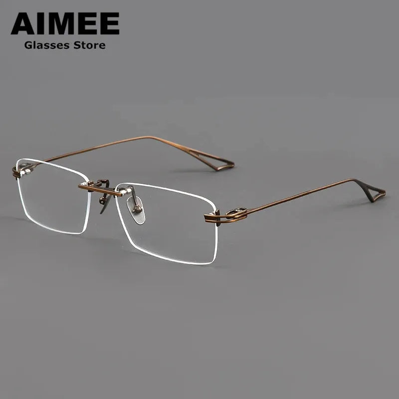 Aimee Unisex Rimless Big Square Titanium Eyeglasses 30419 Rimless Aimee   