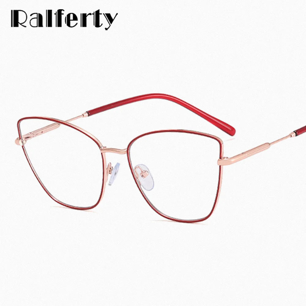 Ralferty Women's Full Rim Square Cat Eye Alloy Eyeglasses R95830 Full Rim Ralferty   