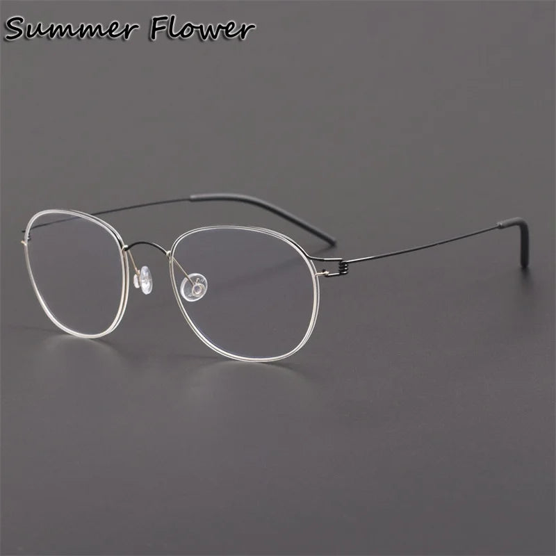 Summer Flower Women's Full Rim Oval Screwless Titanium Eyeglasses 842132