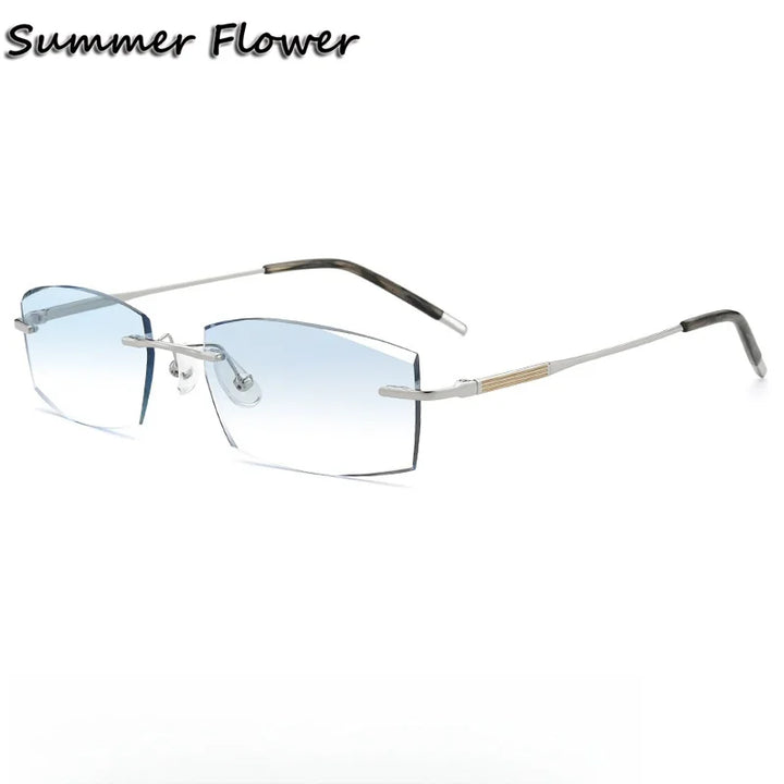 Summer Flower Men's Rimless Square Titanium Eyeglasses 369012