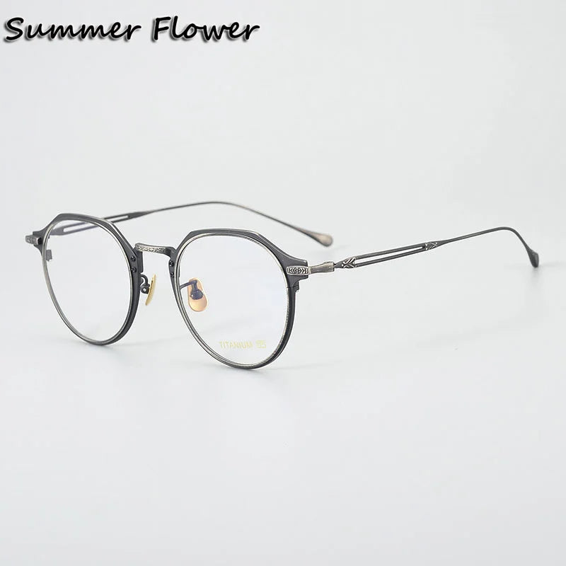 Summer Flower Unisex Full Rim Oval Titanium Acetate Eyeglasses 611061