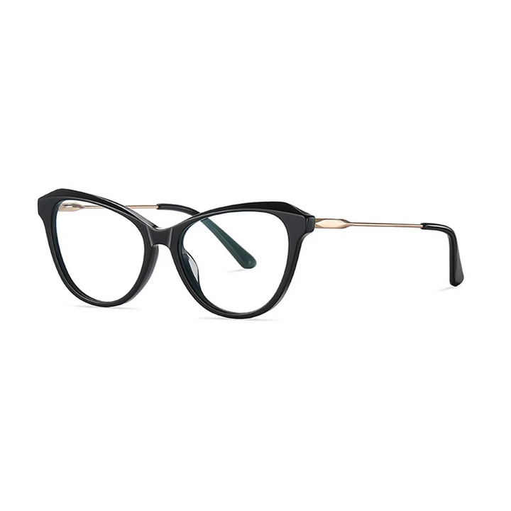 Ralferty Women's Full Rim Square Cat Eye Acetate Eyeglasses R9216 Full Rim Ralferty C1 Black CHINA 