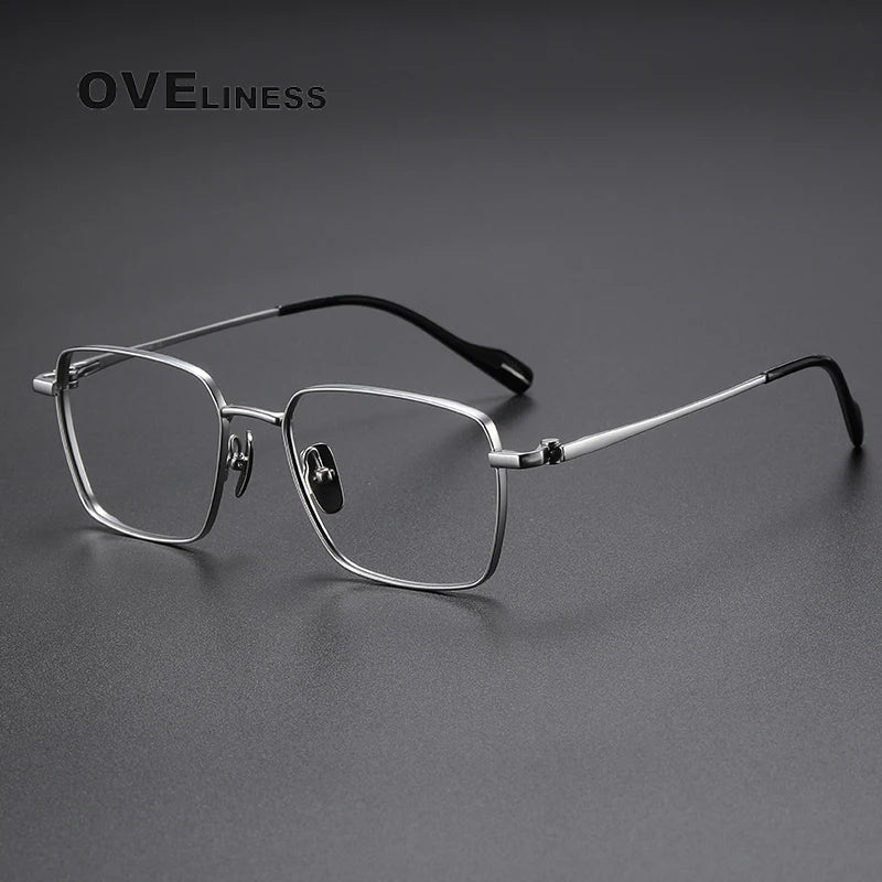 Oveliness Unisex Full Rim Square Titanium Eyeglasses 81012 Full Rim Oveliness silver  