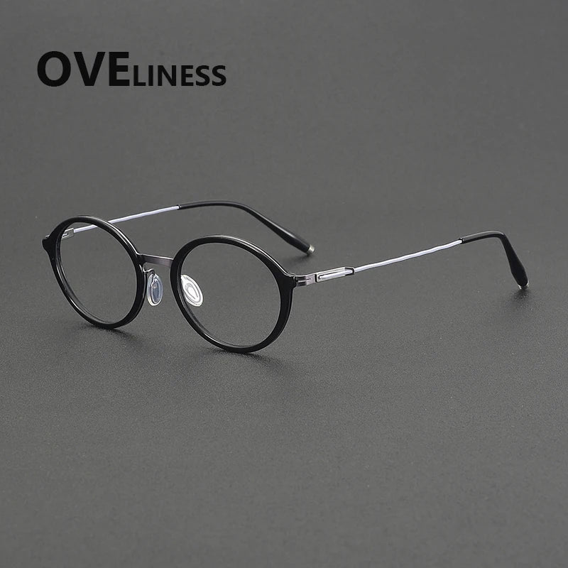 Oveliness Women's Full Rim Oval Acetate Titanium Eyeglasses 202515