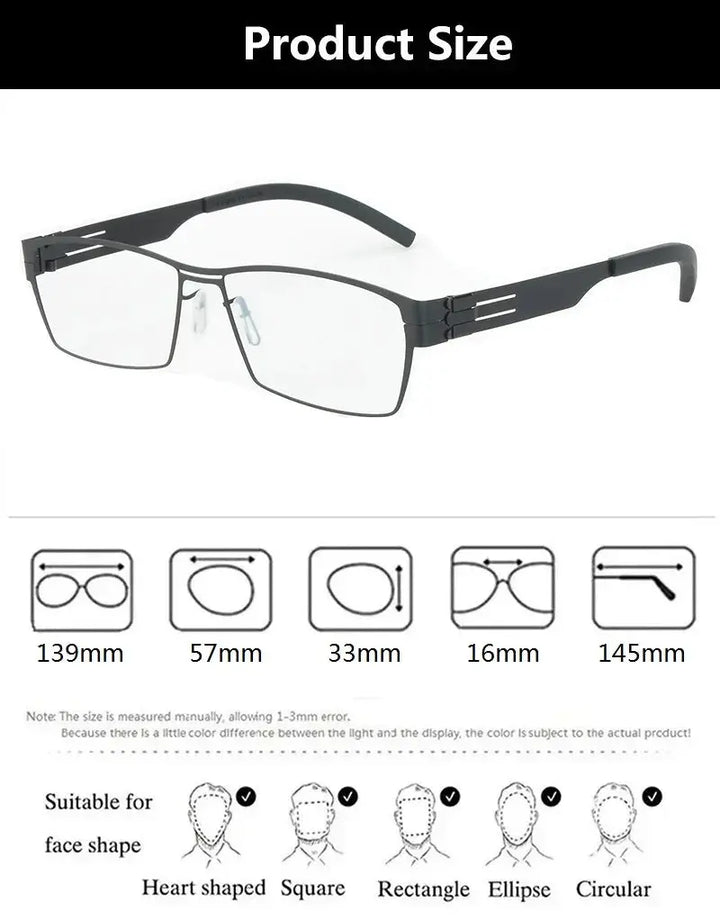 Bobbie Full Rim 508300 Unisex Square Screwless Titanium Frames FuzWeb