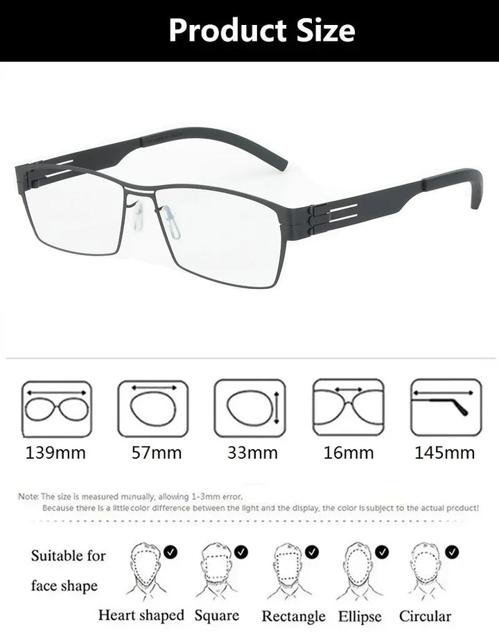 Bobbie Unisex Full Rim Square Steel Screwless Eyeglasses 765083