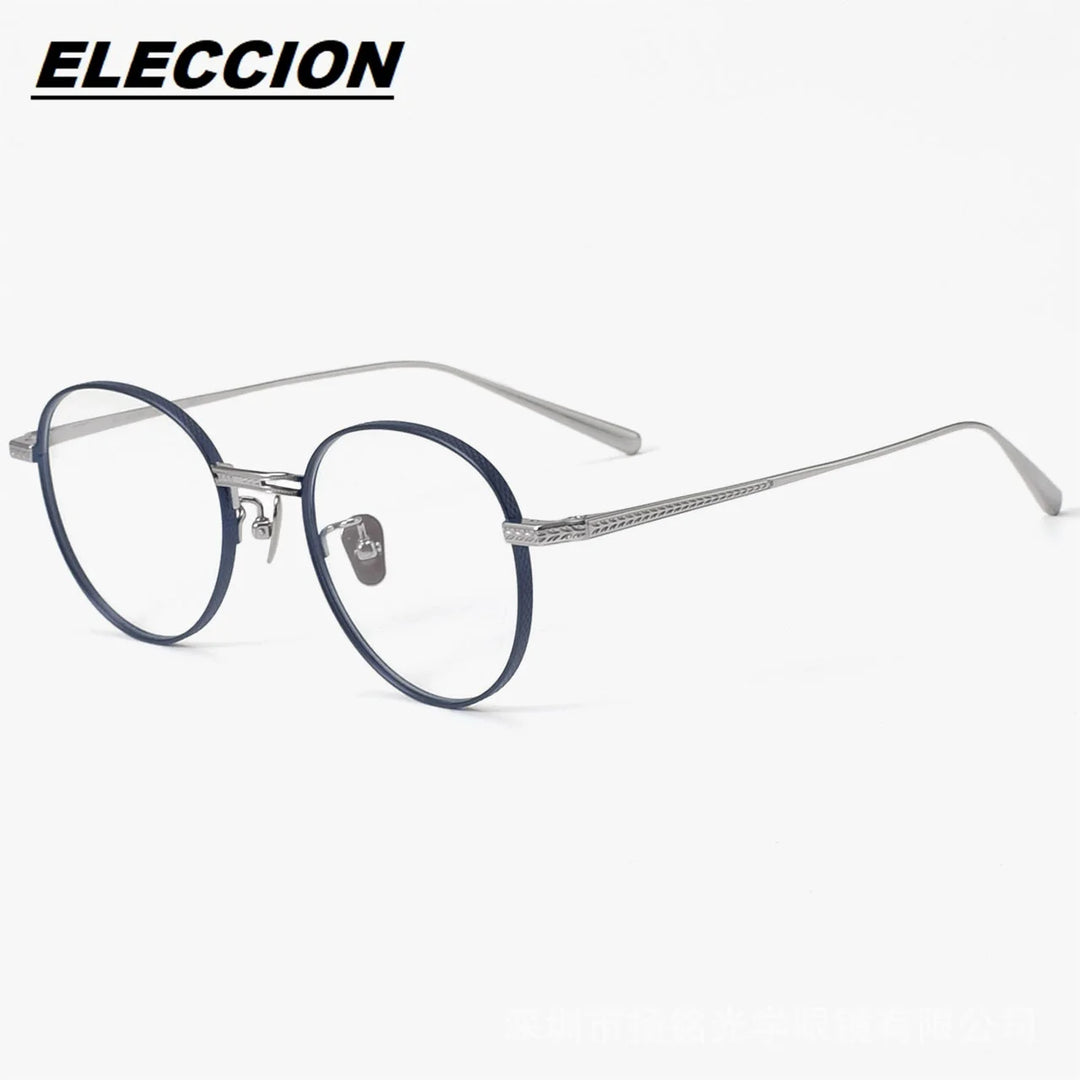 Eleccion Women's Full Rim Oval Square Titanium Eyeglasses 49027