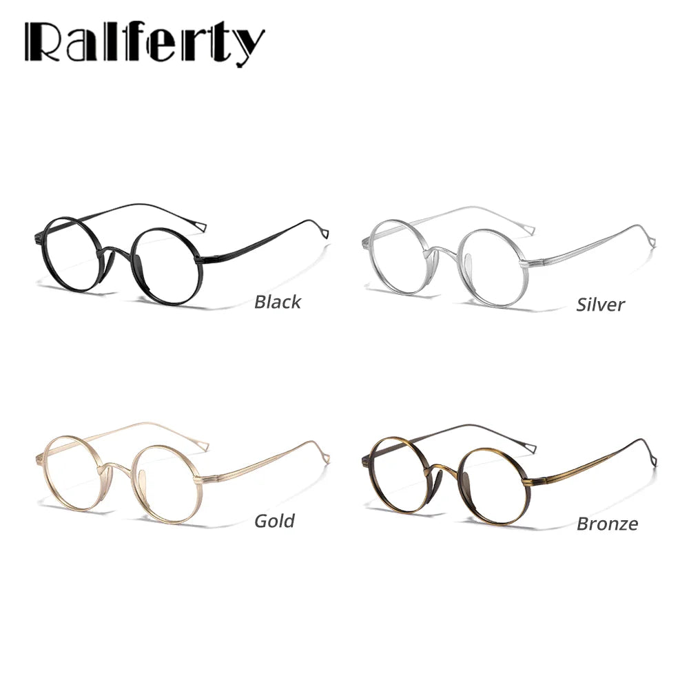 Ralferty Unisex Full Rim Round Titanium Prescription Eyeglasses X10518 - view 6