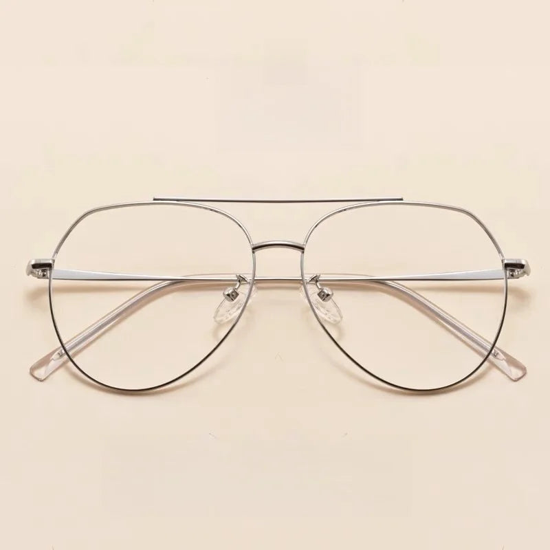 KatKani Unisex Full Rim Oval Double Bridge Alloy Eyeglasses 2309 Full Rim KatKani Eyeglasses   