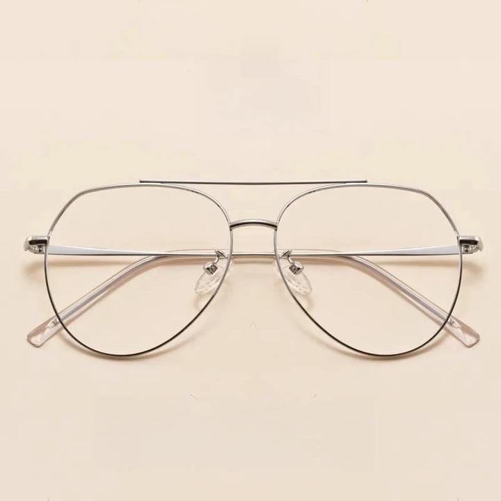 KatKani Unisex Full Rim Oval Double Bridge Alloy Eyeglasses 2309 Full Rim KatKani Eyeglasses   