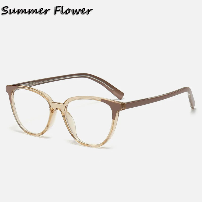 Summer Flower Women's Full Rim Cat Eye Tr 90 Titanium Eyeglasses 35009