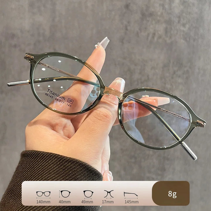 Xbora Unisex Full Rim Oval Round Acetate Titanium Eyeglasses 86145