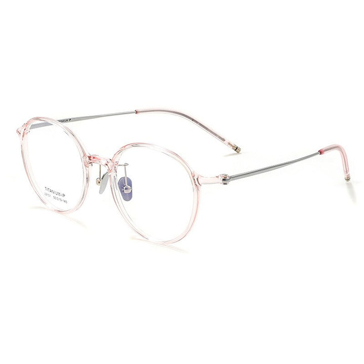 KatKani Unisex Full Rim Round Tr 90 Titanium Eyeglasses L9101 Full Rim KatKani Eyeglasses Transparent Pink  