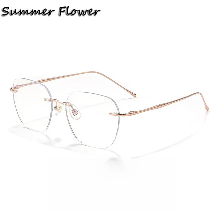 Summer Flower Unisex Rimless Polygon Square Steel Eyeglasses 699632