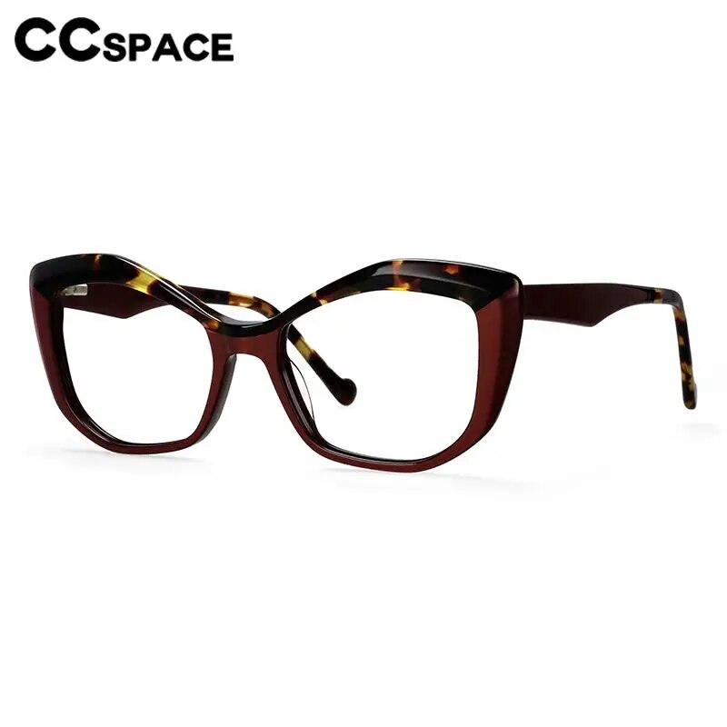 CCSpace Unisex Full Rim Square Acetate Eyeglasses 57003 Full Rim CCspace   