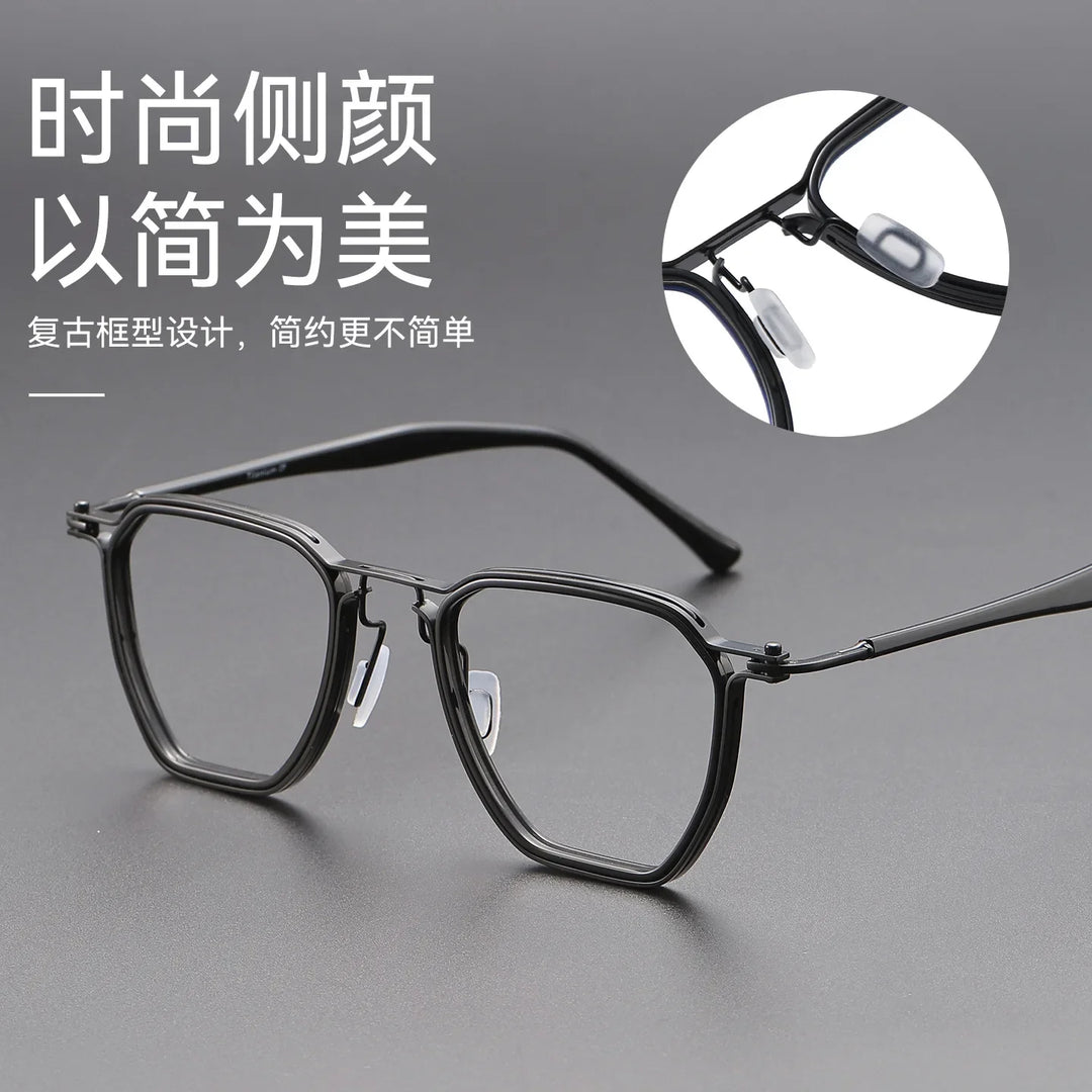 Bclear Unisex Full Rim Square Titanium Eyeglasses SM-RL5867