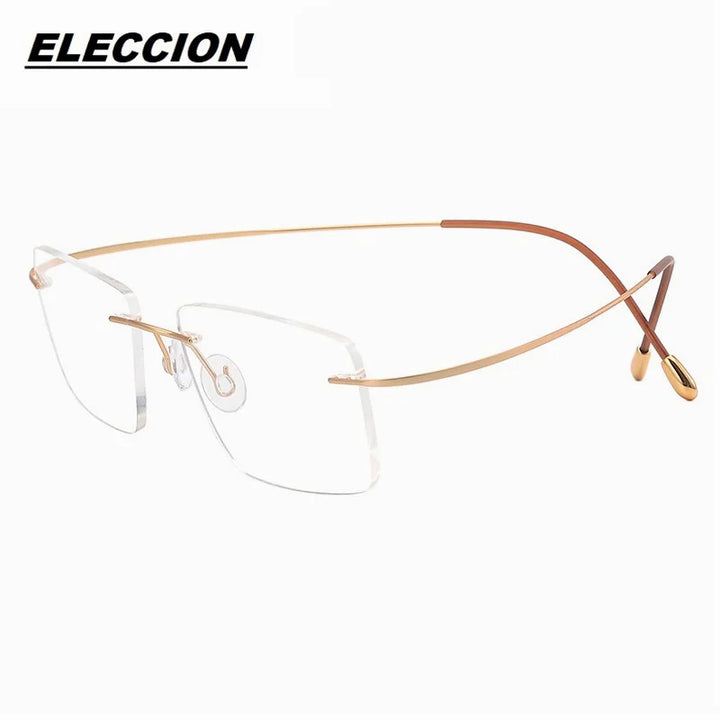 Eleccion Unisex Rimless Square Screwless Titanium Eyeglasses 80863