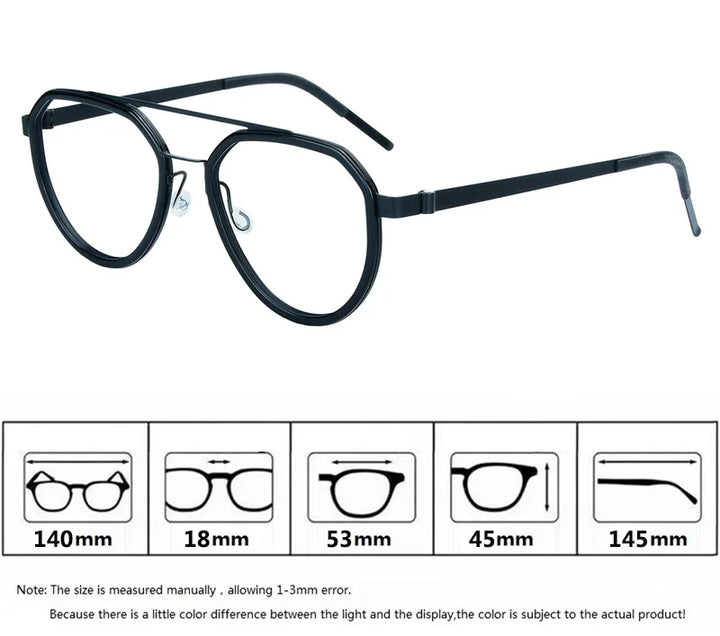 Aimee Unisex Full Rim Oval Double Bridge Titanium Eyeglasses 9745