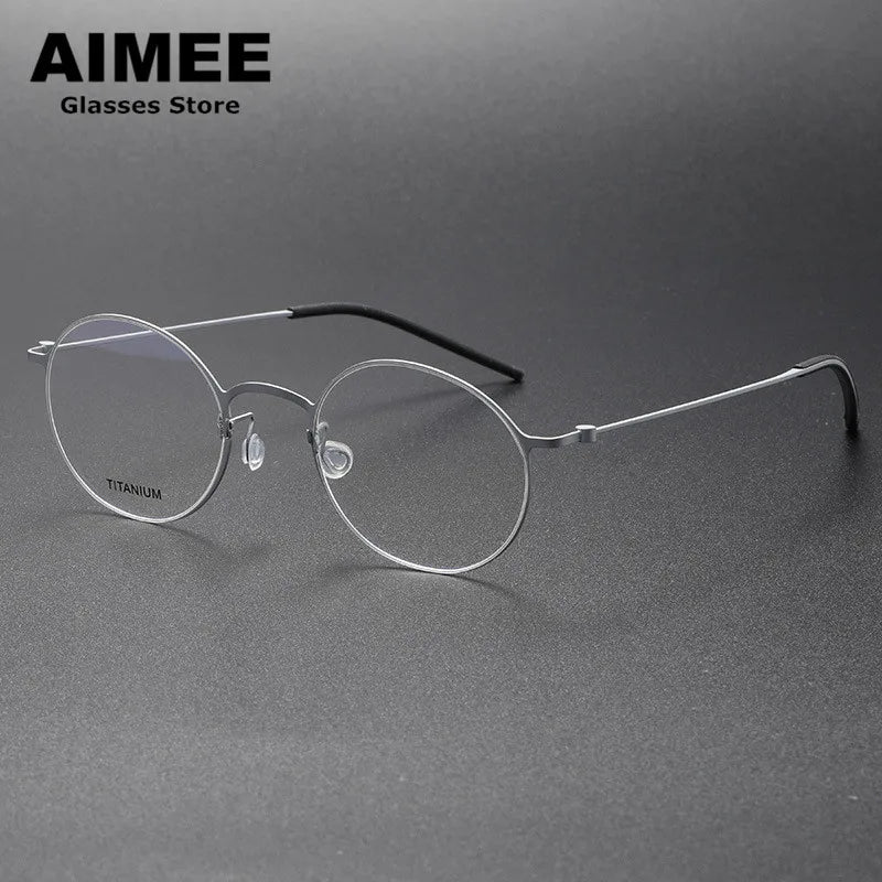 Aimee Unisex Full Rim Round Screwless Titanium Eyeglasses 5504 Full Rim Aimee   