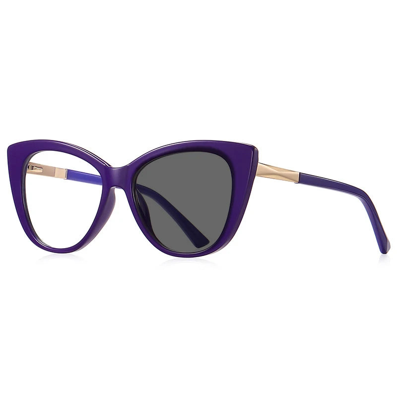 Kocolior Unisex Full Rim Cat Eye Alloy Acetate Hyperopic Reading Glasses 2097 Reading Glasses Kocolior Photochromic Purple 0 