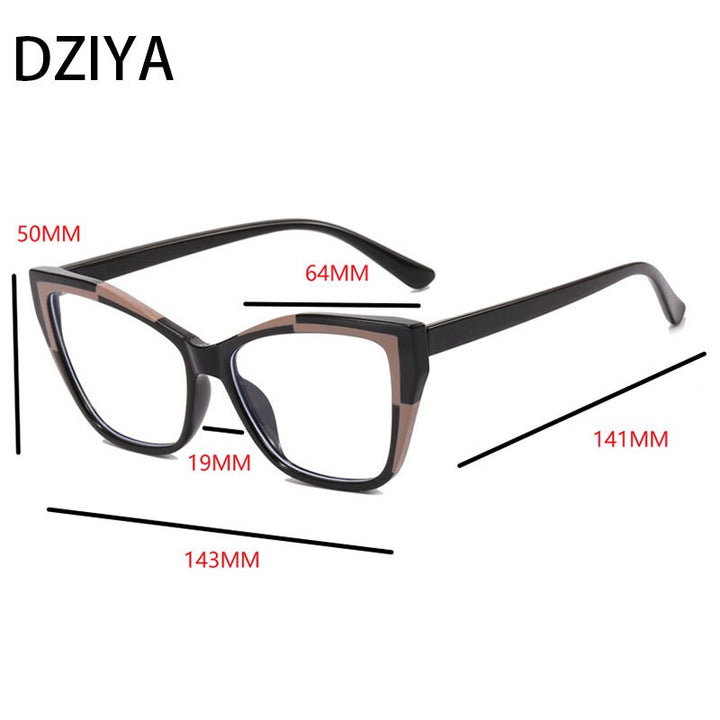 Dziya Women's Full Rim Square Cat Eye Tr 90 Presbyopic Reading Glasses 60858 Reading Glasses Dziya   