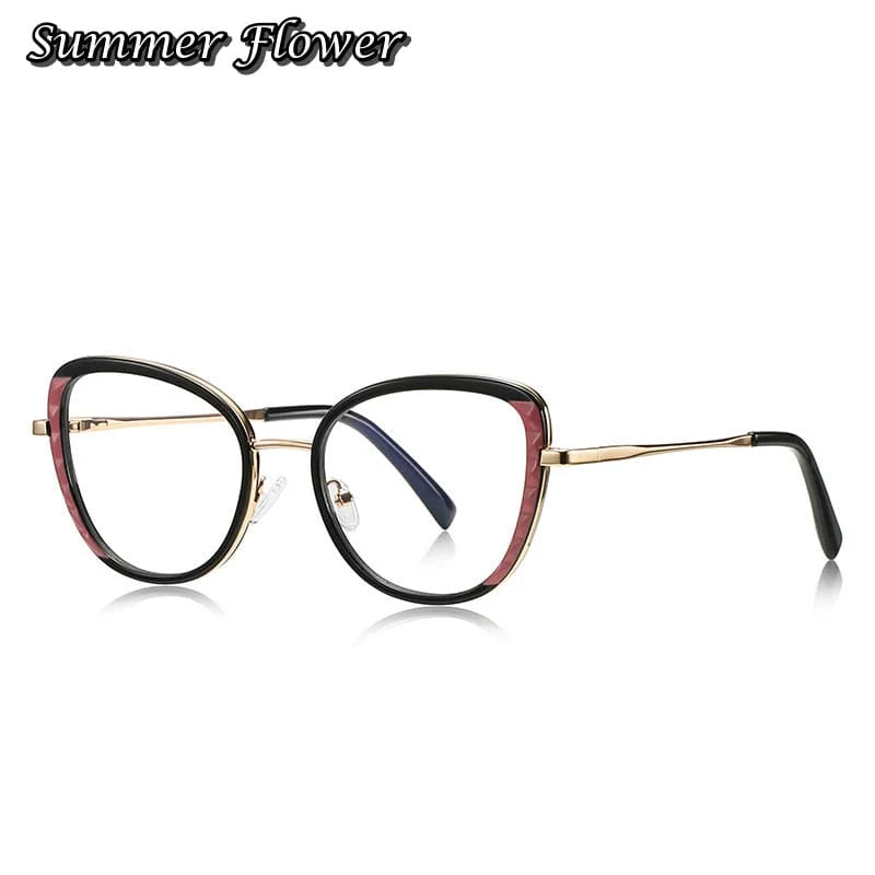 Summer Flower Women's Full Rim Cat Eye TR 90 Titanium Eyeglasses 61347