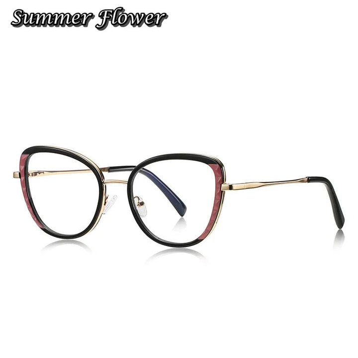 Summer Flower Women's Full Rim Cat Eye TR 90 Titanium Eyeglasses 61347