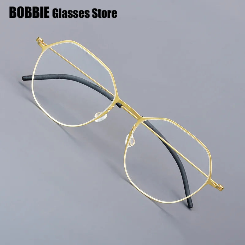 Bobbie Women's Full Rim Flat Top Polygon Titanium Eyeglasses 965540