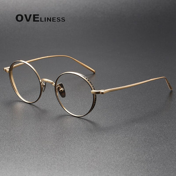 Oveliness Unisex Full Rim Round Titanium Eyeglasses M3087 Full Rim Oveliness gold  