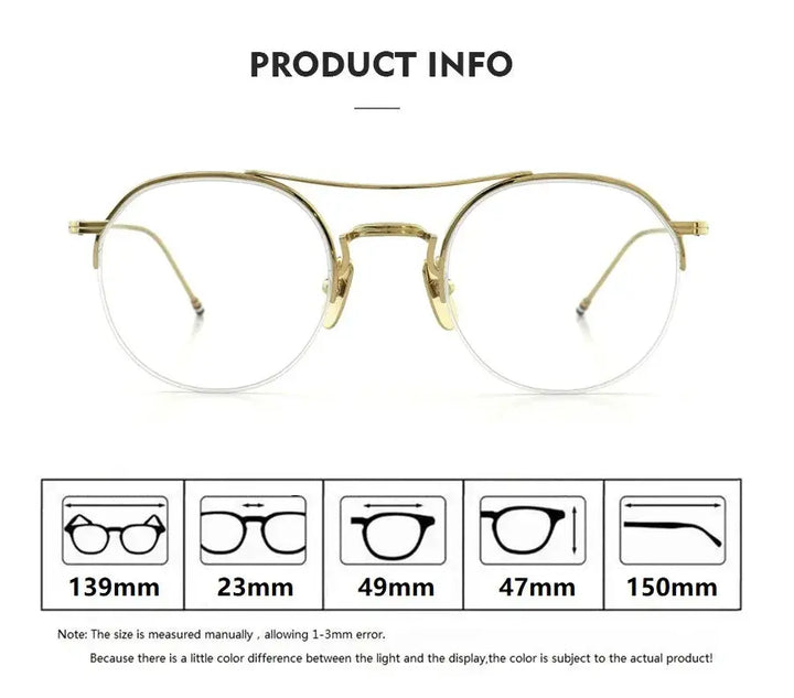 Bobbie Unisex Full Rim Round Double Bridge Titanium Eyeglasses 903000 — view 2 | Bobbie at FuzWeb