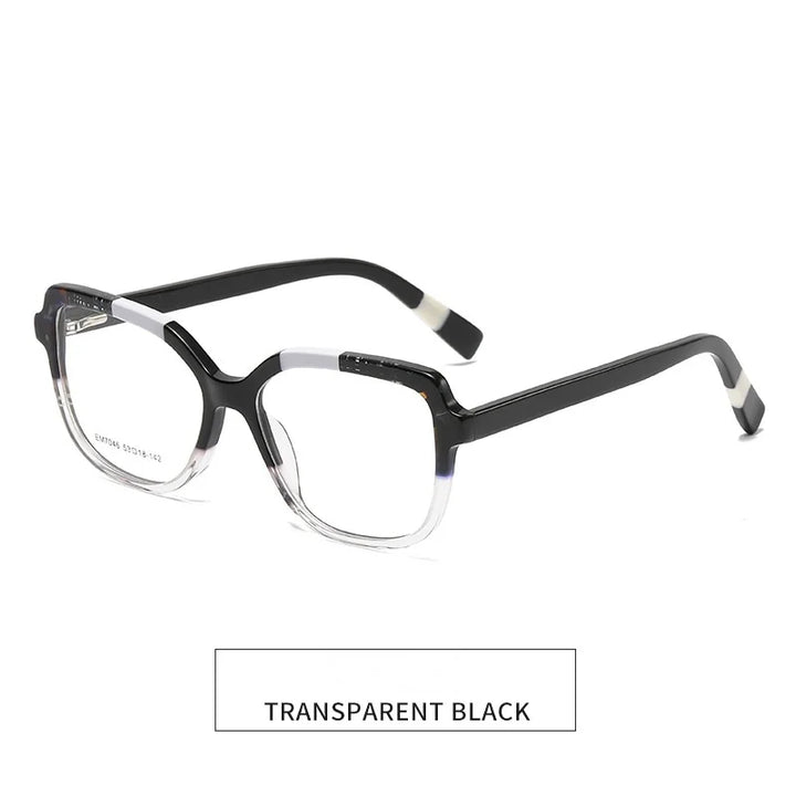 KatKani  Women's Full Rim Square Acetate Eyeglasses Em7046 Full Rim KatKani Eyeglasses Transparent Black  