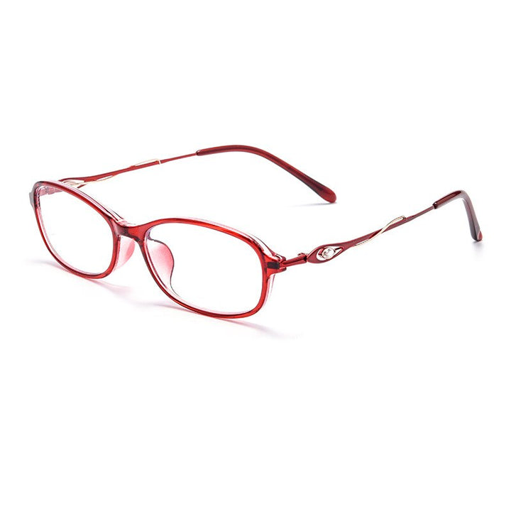 Yimaruili Women's Full Rim Small Oval Tr 90 Alloy Hyperopic Reading Glasses 3605lh Reading Glasses Yimaruili Eyeglasses +100 Red 
