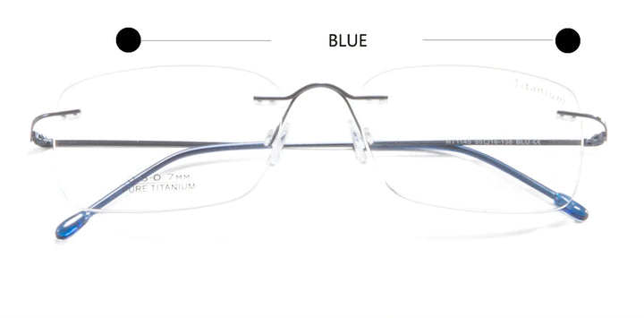 Esnbie Unisex Rimless Oval Rectangle Titanium Eyeglasses 11451 Rimless Esnbie BLUE  