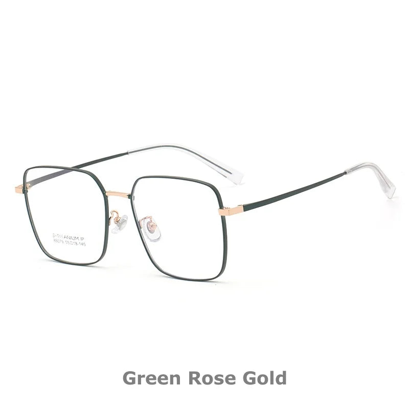 KatKani Womens Full Rim Square Titanium Eyeglasses 86079 Full Rim KatKani Eyeglasses Green Rose Gold  