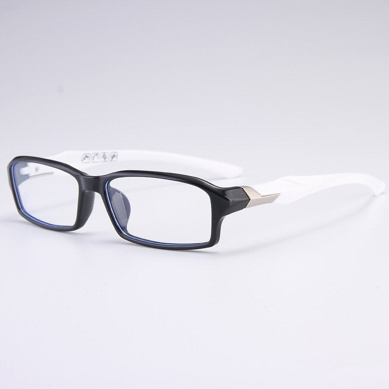 Cubojue Unisex Full Rim Rectangle Tr 90 Titanium Myopic Reading Glasses 5059m Reading Glasses Cubojue no function lens 0 black white 