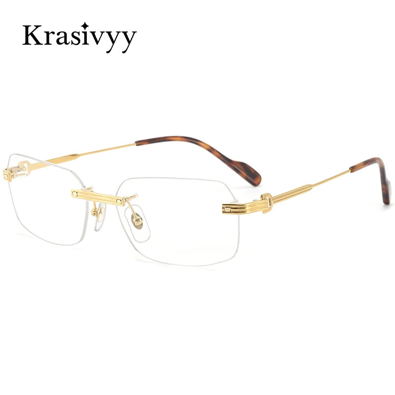 Krasivyy Women's Rimless Oval Square Titanium Eyeglasses 420271