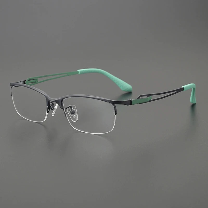 Gatenac Women's Semi Rim Square Brow Line Titanium Eyeglasses Gx185867