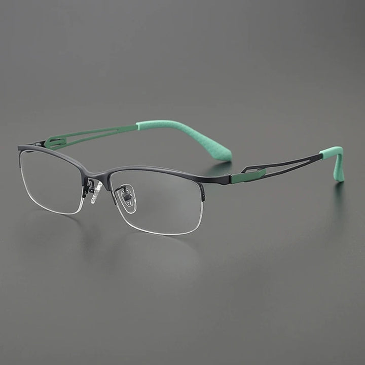 Gatenac Women's Semi Rim Square Brow Line Titanium Eyeglasses Gx185867