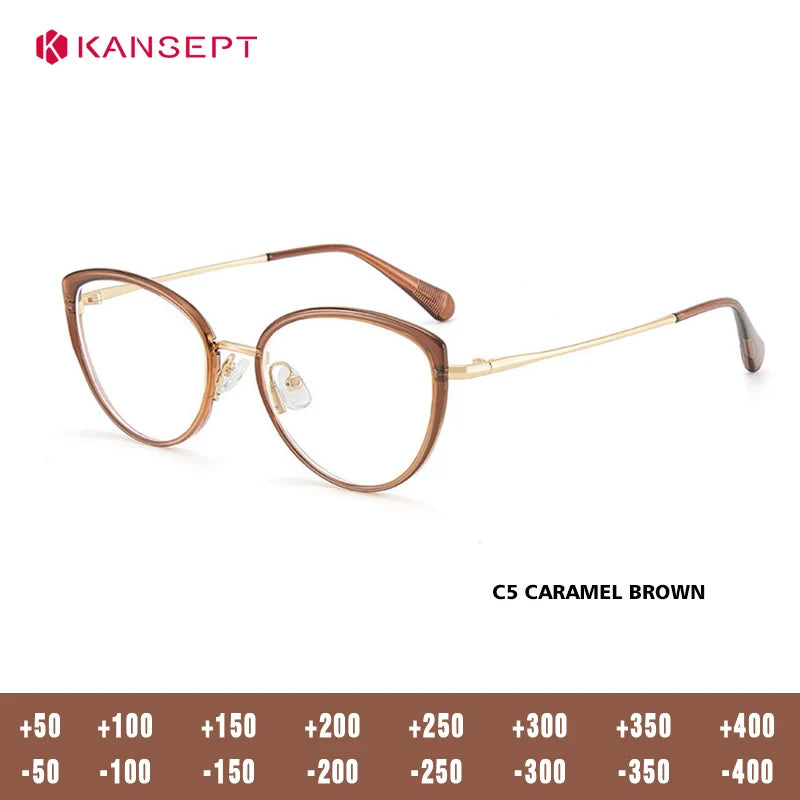 Kansept Women's Full Rim Oval Cat Eye Tr 90 Alloy Reading Glasses 75740