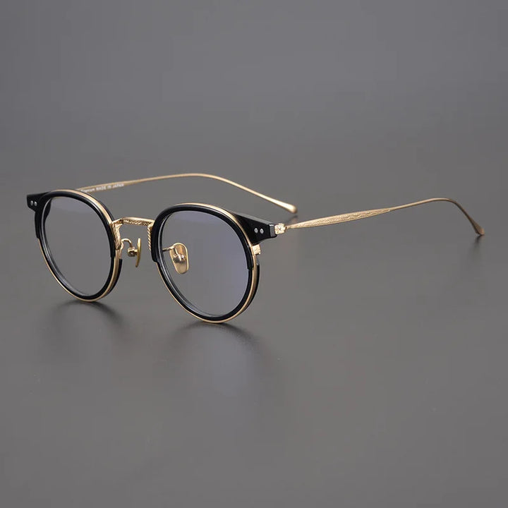 Black Mask Unisex Full Rim Round Titanium Acetate Eyeglasses 67285