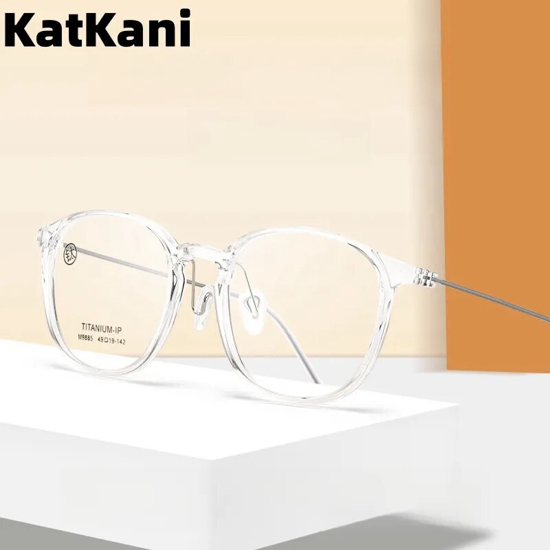 KatKani Unisex Full Rim Round Tr 90 Titanium Eyeglasses 9885 Full Rim KatKani Eyeglasses Khaki  