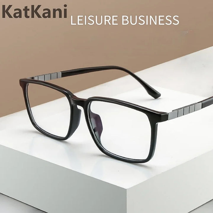 KatKani Men's Full Rim Square Tr 90 Titanium Eyeglasses 8605 Full Rim KatKani Eyeglasses   