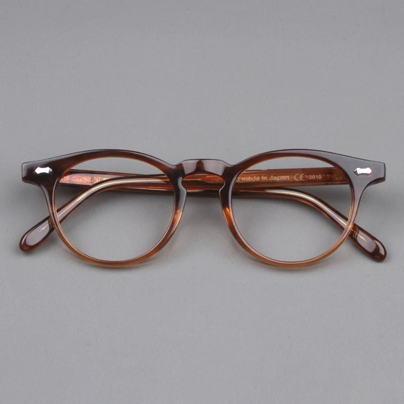 Black Mask Unisex Full Rim Acetate Round Eyeglasses Nn002 Full Rim Black Mask Amber  