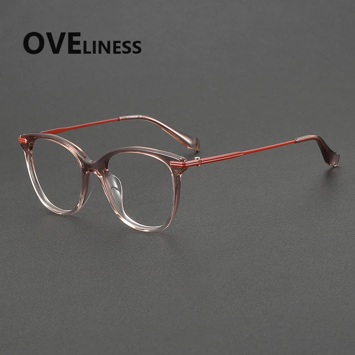 Oveliness Women's Full Rim Oval Square Acetate Titanium Eyeglasses 90005