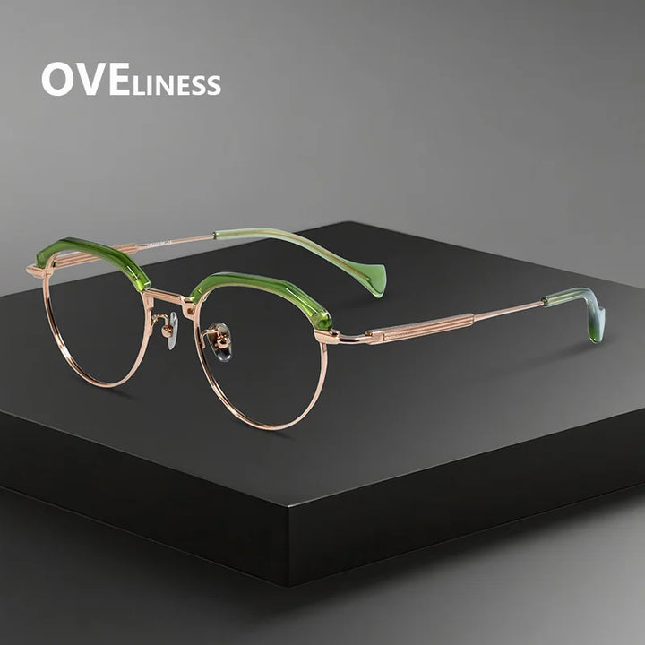 Oveliness Women's Full Rim Oval Acetate Titanium Eyeglasses 96020